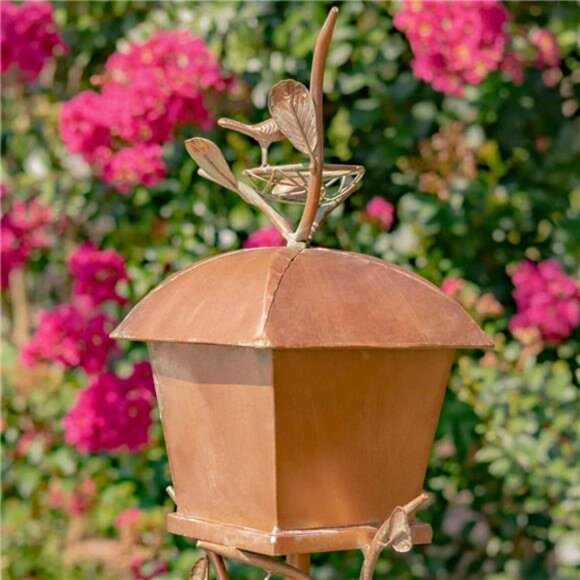 Zaer Ltd. Large Copper Colored Birdhouse Garden Stakes (Square Shape) - Picture 7 of 8